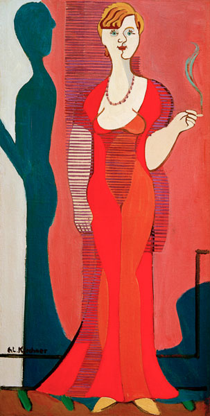 Blonde Frau in rotem Kleid von Ernst Ludwig Kirchner